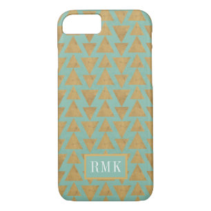 Monogram Outdoor Geo Step Gold & Teal Pattern iPhone 8/7 Case