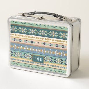 Monogram   Outdoor Geo Step   Indian Pattern Metal Lunch Box