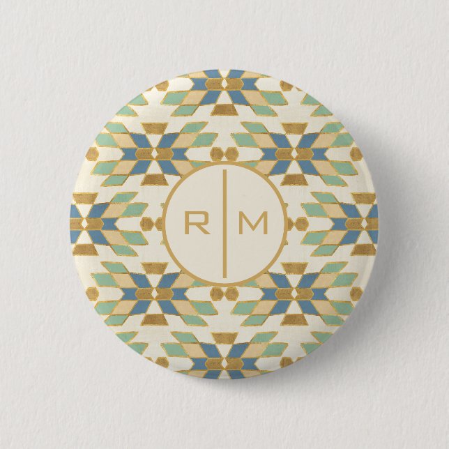 Monogram | Outdoor Geo Step | Tribal Pattern 6 Cm Round Badge (Front)