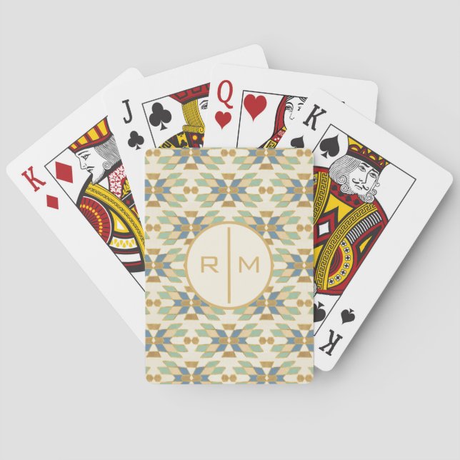 Monogram | Outdoor Geo Step | Tribal Pattern Playing Cards (Back)