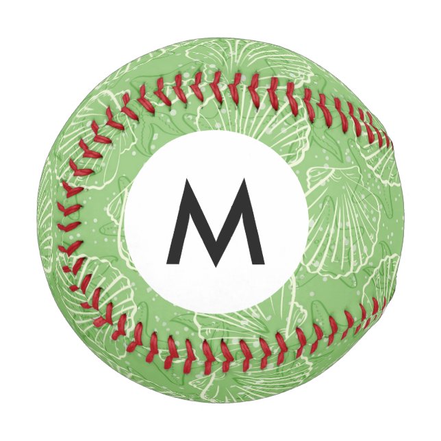 Monogram Outline seashells Baseball (Front Left)
