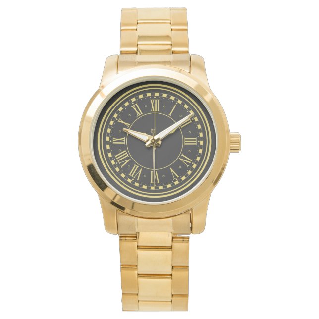  Monogram  Oversized Unisex Gold Watch (Front)