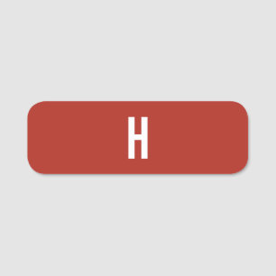 Monogram Own Name Initial Minimalist Brick Red Tag