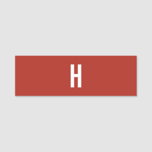 Monogram Own Name Initial Minimalist Brick Red Tag