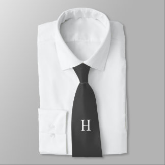 Monogram Own Name Initial Modern Minimalist Grey Tie