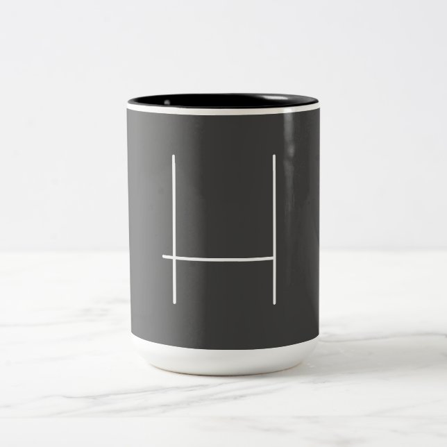 Monogram Own Name Initial Modern Minimalist Grey Two-Tone Coffee Mug (Center)