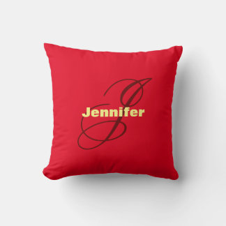Monogram Own Name Initial Modern Plain Minimalist Cushion