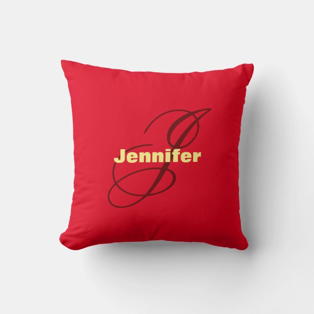 Monogram Own Name Initial Modern Plain Minimalist Cushion (Front)