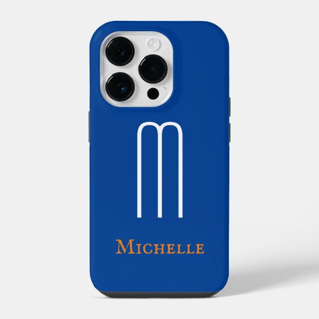 Monogram Own Name Initial Modern Plain Minimalist iPhone Case (Back)