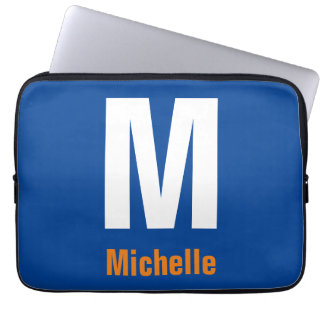 Monogram Own Name Initial Modern Plain Minimalist Laptop Sleeve