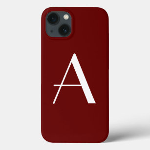Monogram Own Name Initial Vintage Dark Red Case-Mate iPhone Case