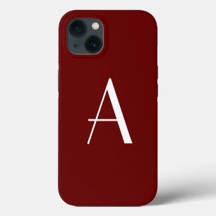 Monogram Own Name Initial Vintage Dark Red iPhone 13 Case