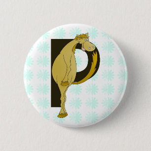 Monogram P Flexible Foal Personalised 6 Cm Round Badge