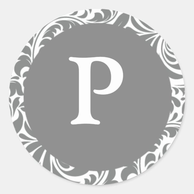 Monogram P Grey Grey Customisable Invite Seals Sti (Front)