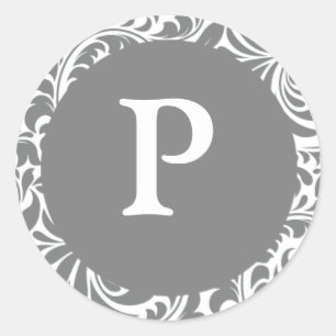 Monogram P Grey Grey Customisable Invite Seals Sti