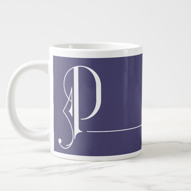 Monogram P in Beautiful Typography Editable Colour Large Coffee Mug (Left)