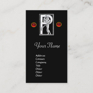 MONOGRAM P LETTER ANTIQUE FIGURE Black White Business Card