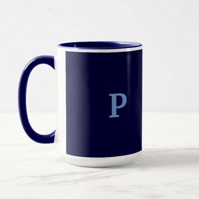 Monogram P Navy Blue Combo Mug (Left)