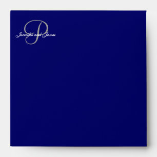 Monogram P Navy Save the Date Envelopes