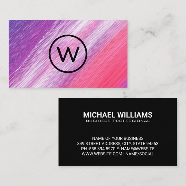 Monogram | Paint Texture  Business Card (Front/Back)