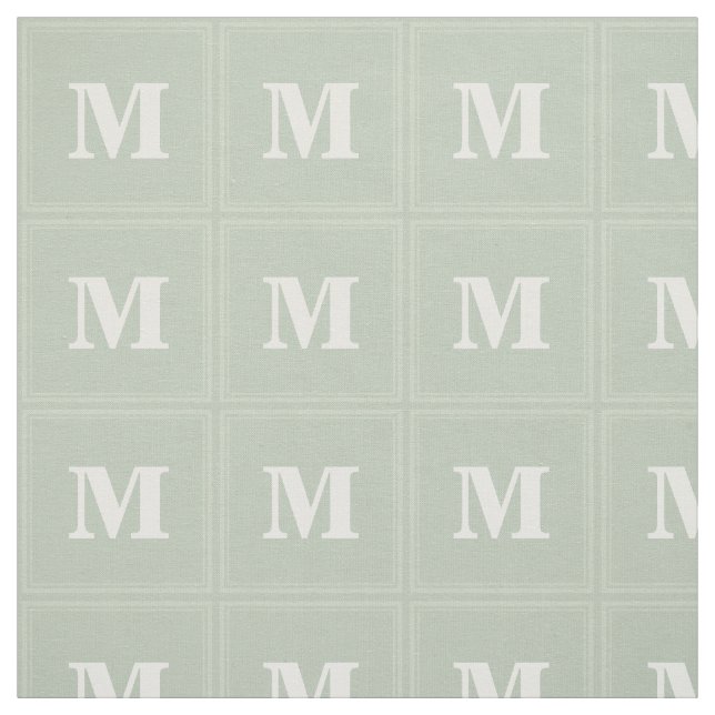 Monogram pale green squares fabric (Swatch)