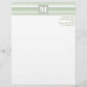 Monogram pale green stripes letterhead