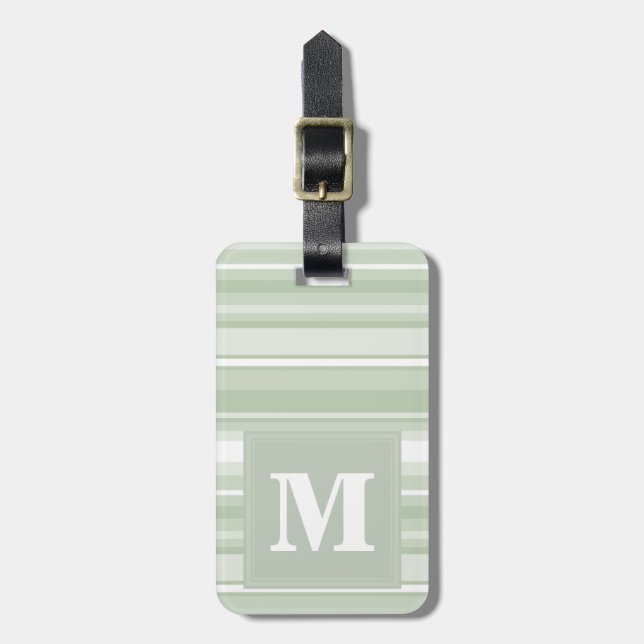 Monogram pale green stripes luggage tag (Front Vertical)