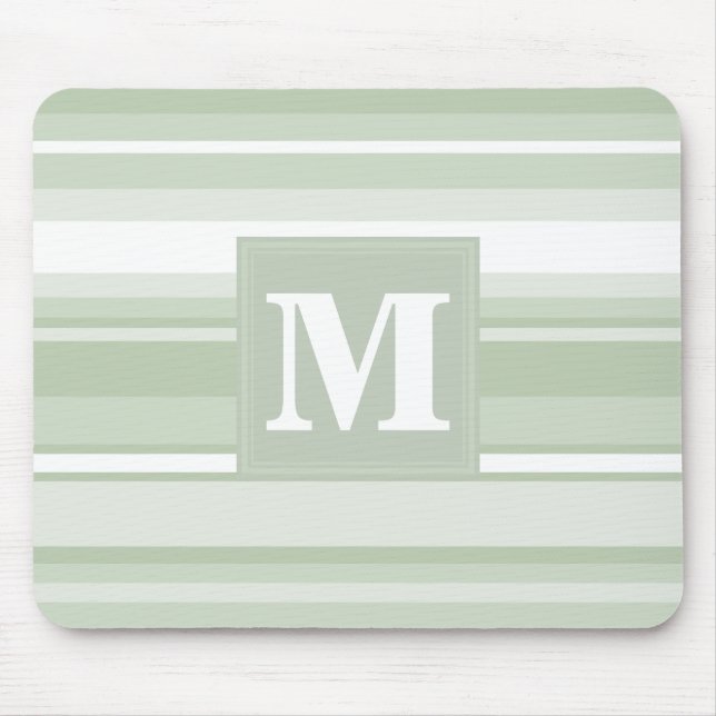 Monogram pale green stripes mouse mat (Front)