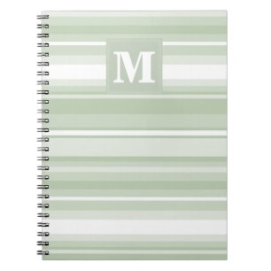 Monogram pale green stripes notebook