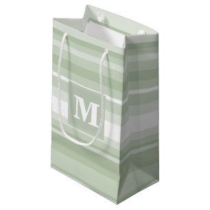 Monogram pale green stripes small gift bag