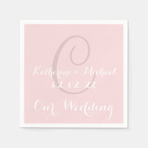 Monogram Pale Pink Classic Wedding Paper Napkins