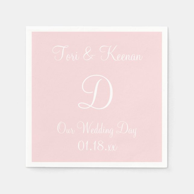 Monogram Pale Pink Classy Complementary Colour Nap Napkin (Front)