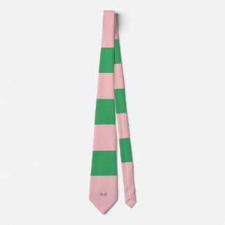 Monogram Pale Pink & Green Striped | Customisable Tie
