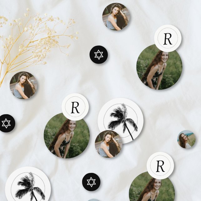 Monogram Palm Tree Bat Mitzvah Photo Confetti (Monogram Palm Tree Bat Mitzvah Photo Confetti
)