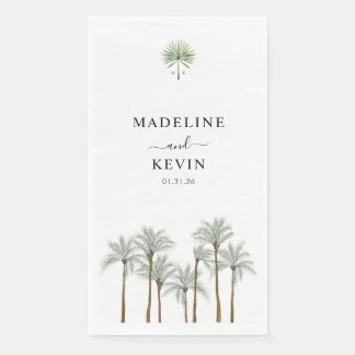 Monogram Palm Trees Wedding Napkin