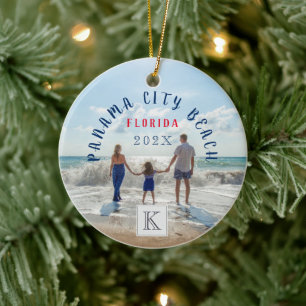 Monogram Panama City Beach Florida Travel Souvenir Ceramic Tree Decoration