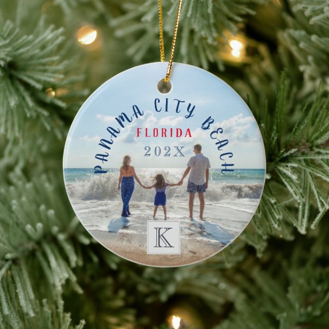 Monogram Panama City Beach Florida Travel Souvenir Ceramic Tree Decoration (Tree)