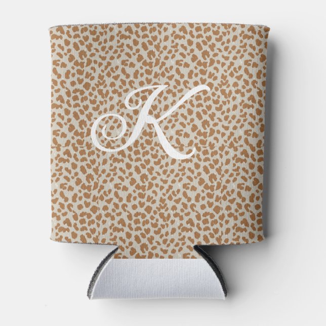 Monogram panther skin light brown pattern name let can cooler (Front)