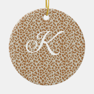 Monogram panther skin light brown pattern name let ceramic tree decoration