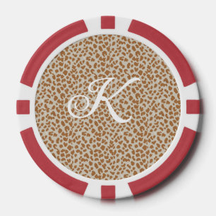 Monogram panther skin light brown pattern name let poker chips