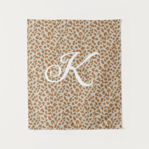 Monogram panther skin light brown pattern name let tapestry