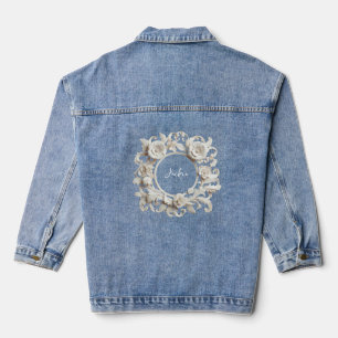 monogram paper flower jeans jacket