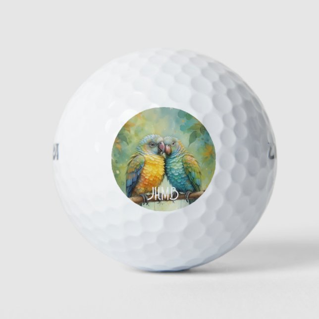 Monogram Parrots Bird Nature Animal Golf Balls (Front)