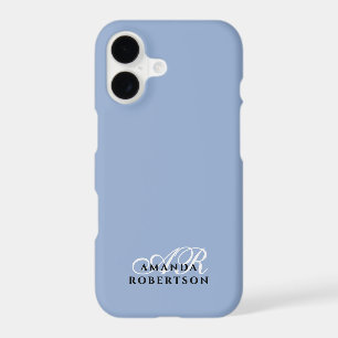 Monogram Pastel Blue Minimalist White Black Chic