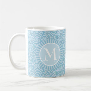 Monogram Pastel Blue Spirals - Personalised Coffee Mug