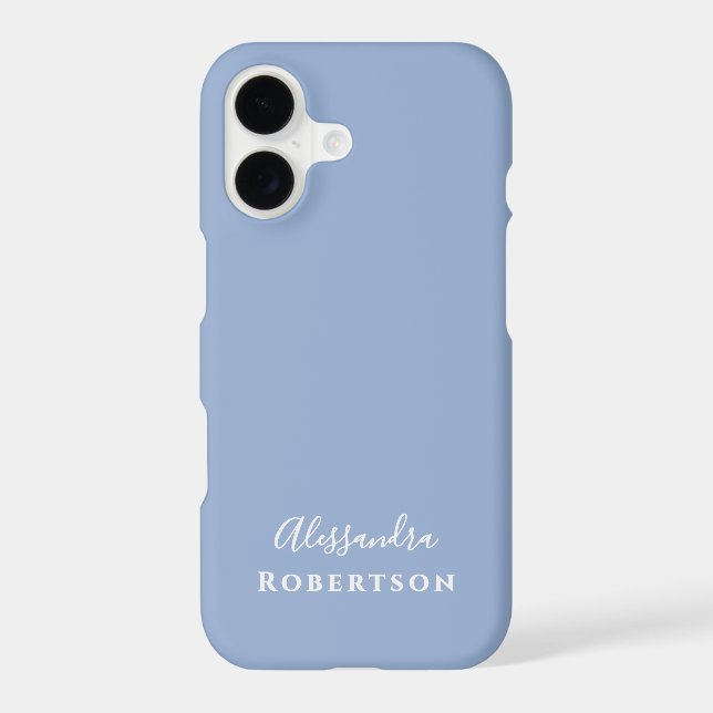 Monogram Pastel Blue White Name Minimalist Stylish (Back)