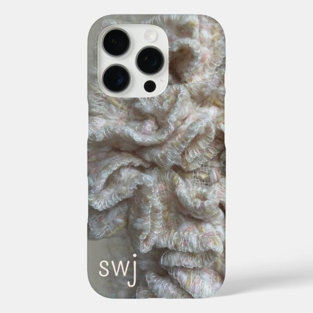 Monogram Pastel Boho Neutral Gold Cream Ruffle  Case-Mate iPhone Case (Back)