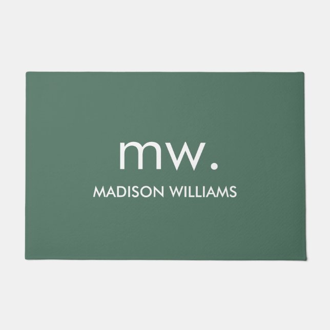 Monogram Pastel Elegant Stylish Modern Minimalist  Doormat (Front)