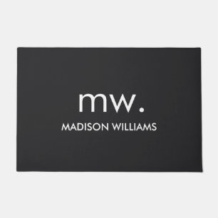 Monogram Pastel Elegant Stylish Modern Minimalist Doormat