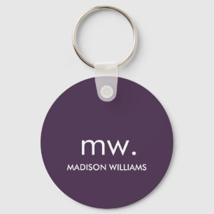 Monogram Pastel Elegant Stylish Modern Minimalist Key Ring